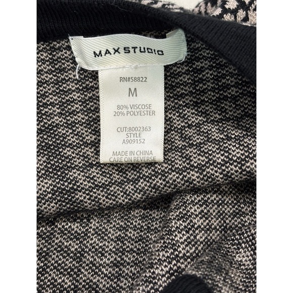 Max Studio Houndstooth Knit Dress Medium Long Sleeve Tie Waist A-Line - Picture 7 of 11